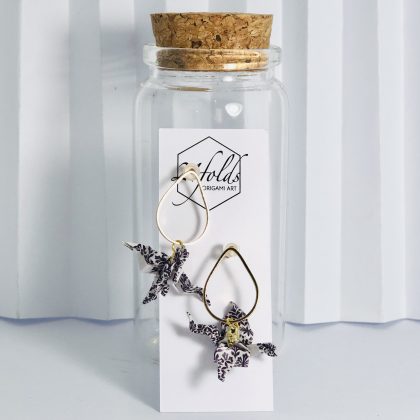 White and dark purple Origami Dragon - Asian