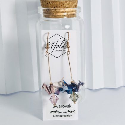 Blue, pink & grey Origami Dragon - Asian